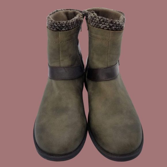 EARTH SPIRIT Low Cut Olive Green Western Look Winter Boots-8 1/2 - Picture 1 of 7
